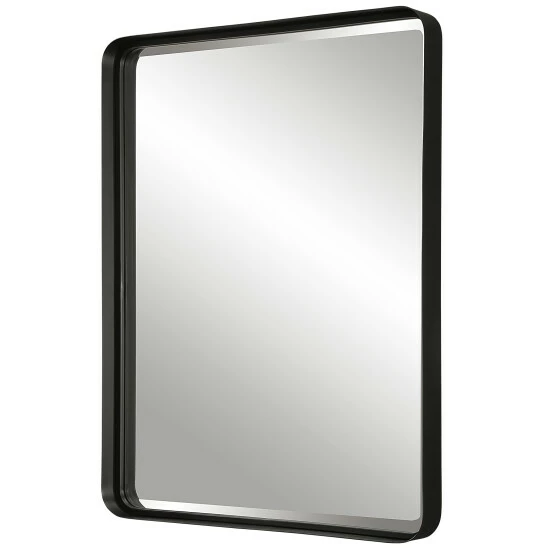 Coupon 🌟 Uttermost Crofton Large Iron Bevel Mirror Satin Black 👏 - Image 2