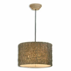 Best Pirce 🔥 Uttermost Knotted Rattan 3-light Hand Rubbed Ivory Drum Pendant 💯