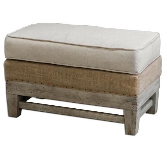 Best deal π Uttermost Schafer Bone White Upholstered Ottoman π§¨
