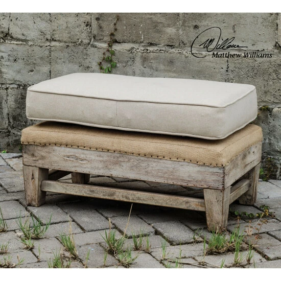 Best deal π Uttermost Schafer Bone White Upholstered Ottoman 𧨠- Image 2