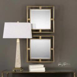 Outlet 😀 Uttermost Allick Gold Square Mirrors (Set Of 2) - Antique Silver - 18x18x2.5 🔥