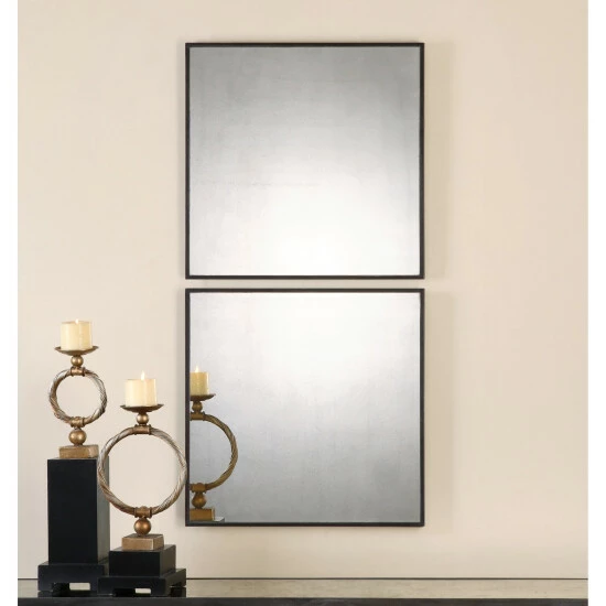 Best Sale ๐คฉ Uttermost Matty Antiqued Square Wall Mirrors (Set Of 2) - Black - 23.5x23.5x1 โญ - Image 2