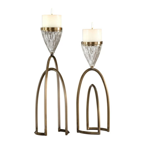 Wholesale ๐ Uttermost Carma Plated Coffee Bronze Candleholders (Set Of 2) ๐