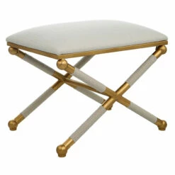 Hot Sale โจ Uttermost Socialite White Small Bench - 24"x 20.25"x 17" ๐