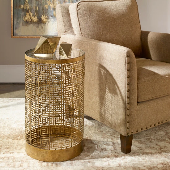 Hot Sale 💯 Uttermost Algernon Antiqued Gold Accent Table 🔥 - Image 3