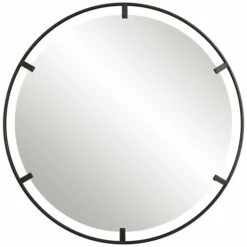 New ❤️ Uttermost Cashel Satin Black Round Iron Mirror 🌟