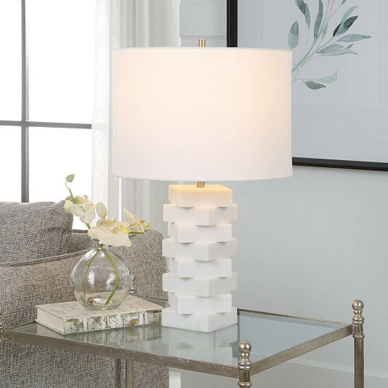 Cheapest โจ Uttermost Ascent White Geometric Table Lamp - 14 W X 23 H X 14 D (inches) ๐ - Image 2