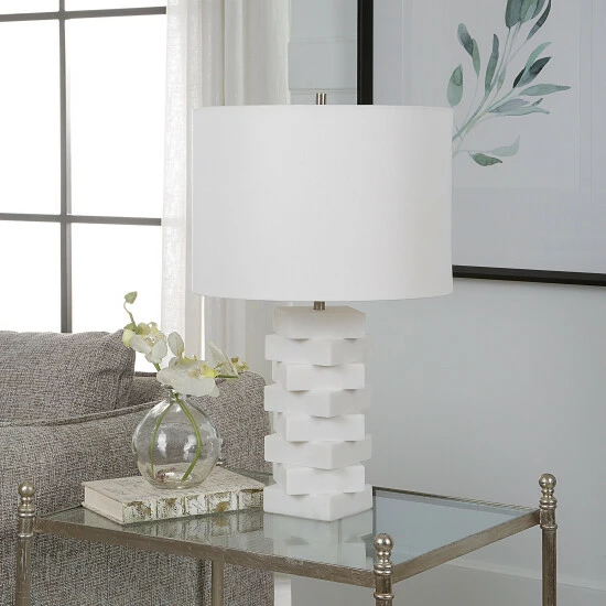 Cheapest โจ Uttermost Ascent White Geometric Table Lamp - 14 W X 23 H X 14 D (inches) ๐ - Image 3