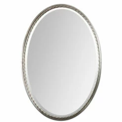 Cheapest 🎉 Uttermost Casalina Textured Brushed Nickel Frame Oval Wall Mirror - Brushed Nickel - 22x32x1.75 🎉