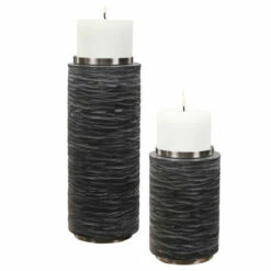 Buy ๐ฅฐ Uttermost Strathmore Stone Grey Candle Holders (Set Of 2) ๐