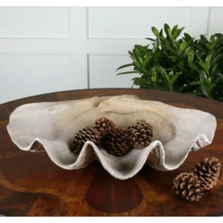 New 😉 Uttermost Antique White Clam Shell Bowl ✔️
