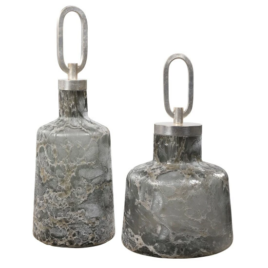 Hot Sale โญ Uttermost Storm Art Glass Bottles (Set Of 2) ๐