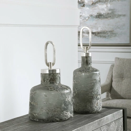 Hot Sale โญ Uttermost Storm Art Glass Bottles (Set Of 2) ๐ - Image 3