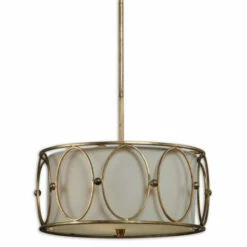 Cheapest ❤️ Uttermost Ovala 3-light Antique Gold Leaf Drum Pendant 🥰