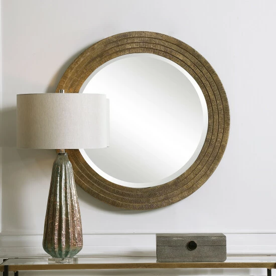 Cheap ⌛ Uttermost Relic Aged Gold Round Mirror 😍 - Image 5