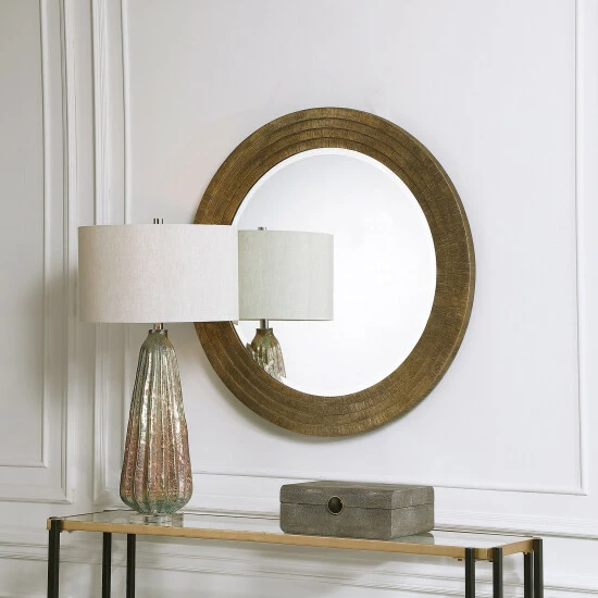 Cheap ⌛ Uttermost Relic Aged Gold Round Mirror 😍 - Image 6