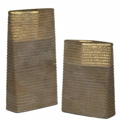 Coupon 👍 Uttermost Riaan Sand Ribbed Vases (Set Of 2) 🔥
