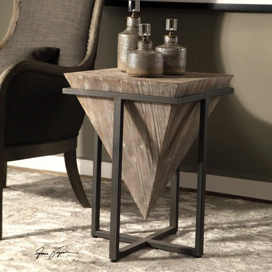 Best deal โค๏ธ Uttermost Bertrand Aged Black And Grey Wash Wood Accent Table ๐ - Image 5