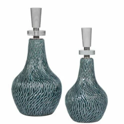 Promo ๐ฅ Uttermost Almera Dark Teal Bottles (Set Of 2) โ๏ธ