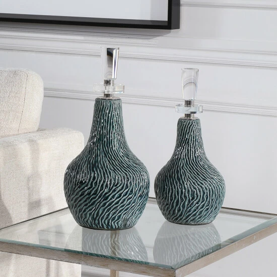 Promo 🔥 Uttermost Almera Dark Teal Bottles (Set Of 2) ✔️ - Image 3