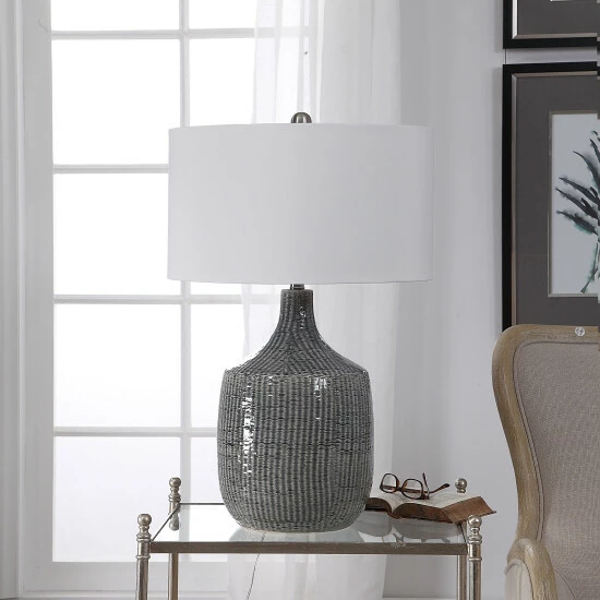 Discount 👏 Uttermost Felipe Distressed Grey Table Lamp 💯 - Image 4