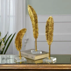 Budget ✔️ Uttermost Feathers Gold Sculpture (Set Of 3) 🎁