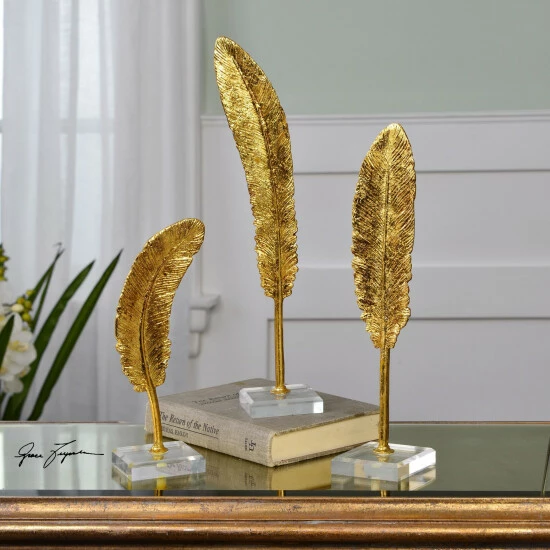 Budget โ๏ธ Uttermost Feathers Gold Sculpture (Set Of 3) ๐