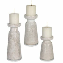 Buy ๐ฅ Uttermost Kyan Antique Sand Ceramic Candleholders (Set Of 3) - Large: 5x11x5, Medium: 5x9x5, Small: 5x7x5 ๐