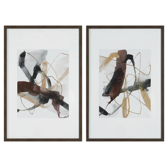 Best Sale 🤩 Uttermost Burgundy Interjection Abstract Prints (Set Of 2) - 26.5"W X 39.5"H X 2.125"D 👏