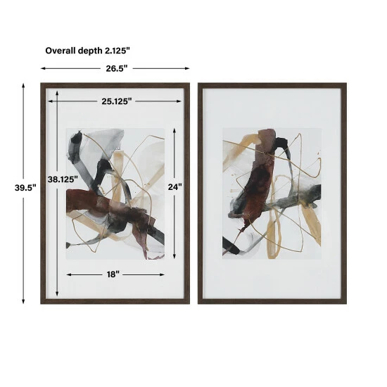 Best Sale 🤩 Uttermost Burgundy Interjection Abstract Prints (Set Of 2) - 26.5"W X 39.5"H X 2.125"D 👏 - Image 2