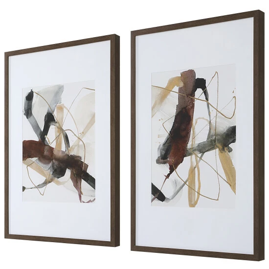 Best Sale 🤩 Uttermost Burgundy Interjection Abstract Prints (Set Of 2) - 26.5"W X 39.5"H X 2.125"D 👏 - Image 3