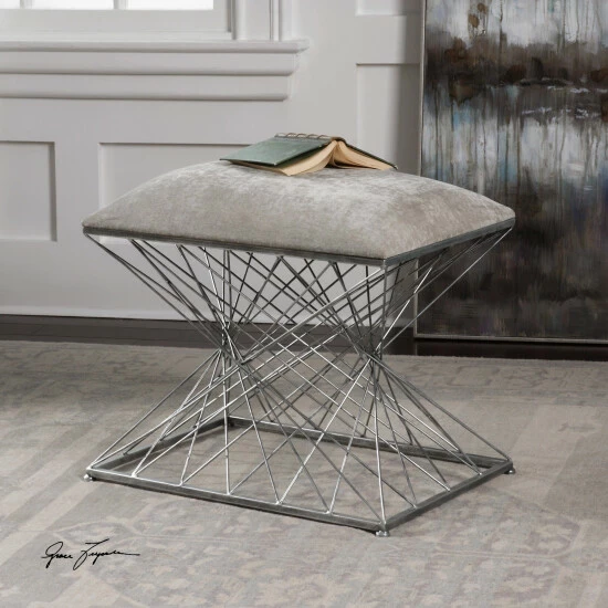 Budget ๐ Uttermost Zelia Burnished Silver Accent Stool ๐คฉ - Image 4
