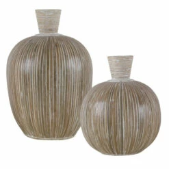 Coupon 🥰 Uttermost Islander White Washed Vases (Set Of 2) 🧨