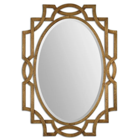Buy ⭐ Uttermost Margutta Gold Decorative Oval Mirror - Antique Silver - 29.5x41x0.75 🎉