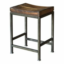 Flash Sale ๐ Uttermost Beck Dark Walnut And Brushed Steel Wood Counter Stool ๐