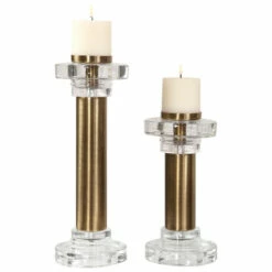 Promo โ Uttermost Leslie Brushed Brass Candleholders (Set Of 2) โจ
