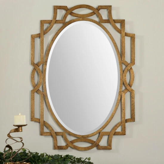 Buy ⭐ Uttermost Margutta Gold Decorative Oval Mirror - Antique Silver - 29.5x41x0.75 🎉 - Image 2