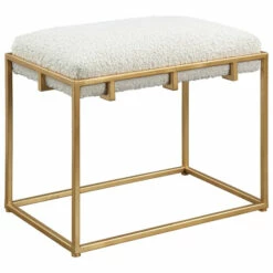 Best Pirce โค๏ธ Uttermost Paradox Gold And White Small Shearling Bench ๐ฏ