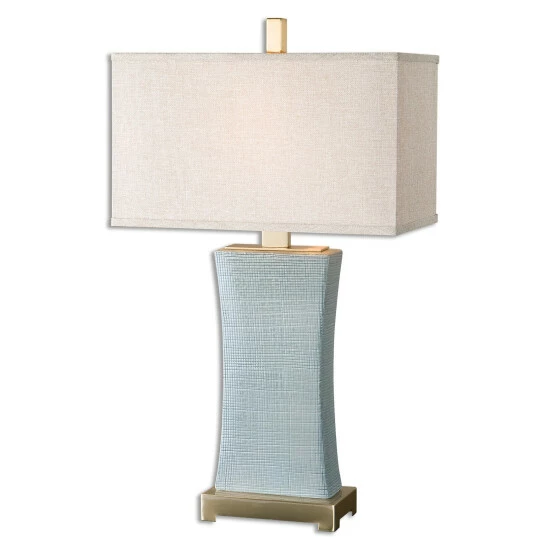 Discount ✔️ Uttermost Cantarana 1-light Pale Blue Grey Table Lamp ⌛