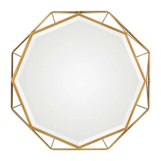 New 😍 Uttermost Mekhi Antiqued Goldtone Iron Mirror - Antique Silver - 30x30x3.5 😍