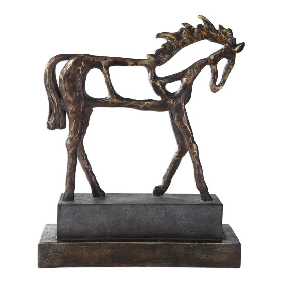Budget โ Uttermost Titan Antiqued Bronze And Dark Brown Horse Sculpture ๐ - Image 2