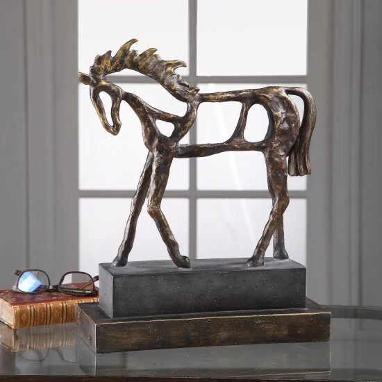 Budget โ Uttermost Titan Antiqued Bronze And Dark Brown Horse Sculpture ๐ - Image 4