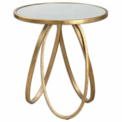 Discount ⭐ Uttermost Montrez Lightly Gold Leaf Accent Table ✔️