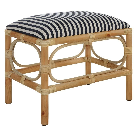 Deals 🤩 Uttermost Laguna Small Striped Bench Natural/navy 🎉