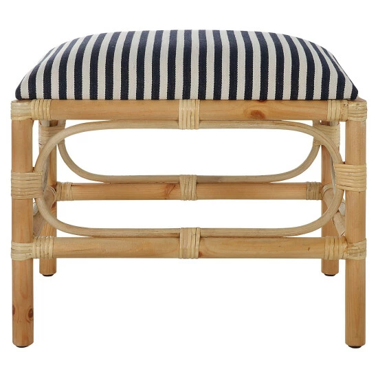 Deals 🤩 Uttermost Laguna Small Striped Bench Natural/navy 🎉 - Image 2