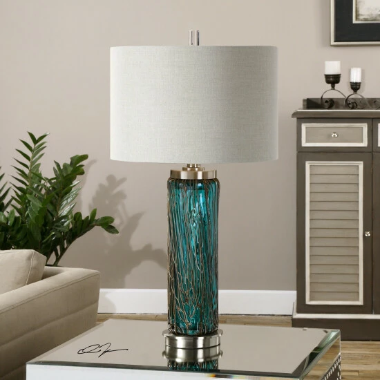 Buy 👏 Uttermost Almanzora Blue Glass Lamp 😉 - Image 2