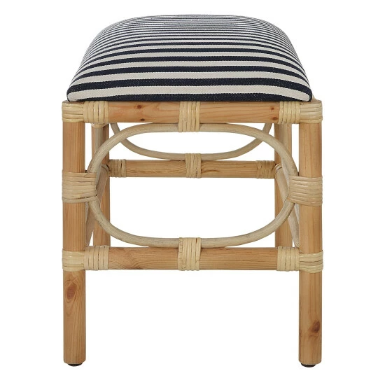 Deals 🤩 Uttermost Laguna Small Striped Bench Natural/navy 🎉 - Image 3