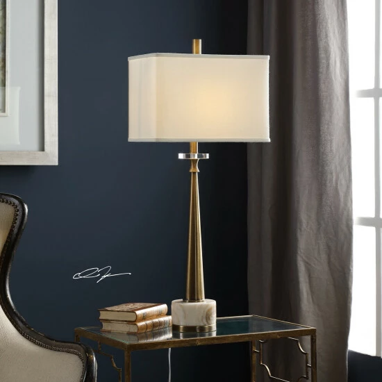Hot Sale ๐ Uttermost Verner Plated Antiqued Brass 1-light Table Lamp ๐ - Image 3