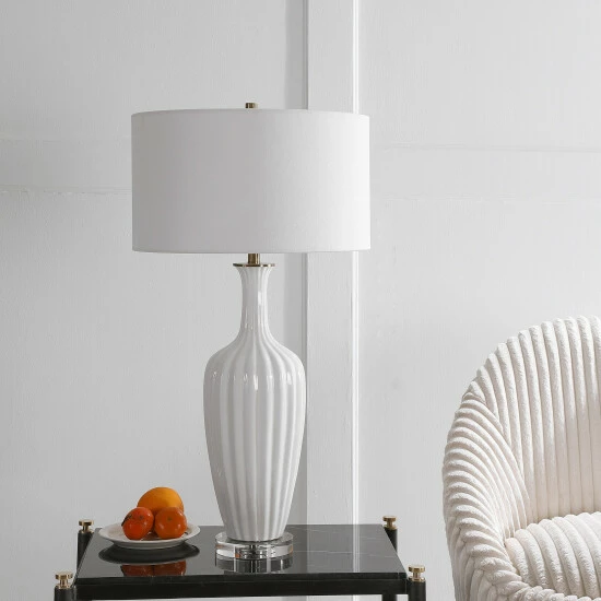 Buy ⭐ Uttermost Strauss White Ceramic Table Lamp ✔️ - Image 7