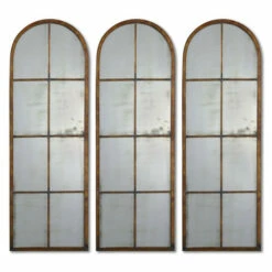 Cheap ๐ Uttermost 'Amiel' Arched Brown Mirror (One Mirror) - Brown/Gold - 16.5x50x1.375 ๐